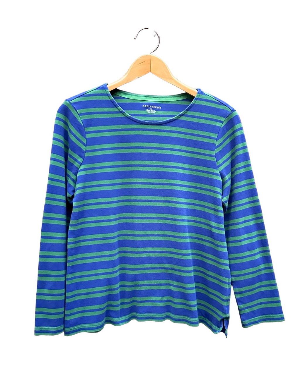 Appleseed’s Striped Top Blue Green XL Extra Large 100% Cotton Nautical Preppy